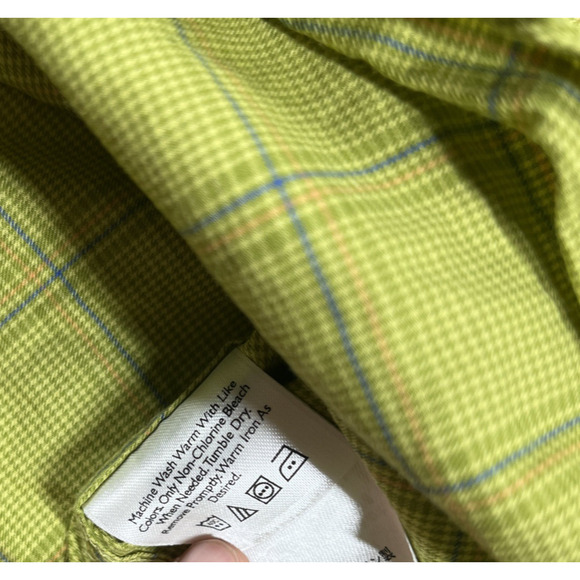 Eddie Bauer Button Down Shirt Mens Large Tall Plaid Cotton long Sleeve Green - Picture 7 of 13